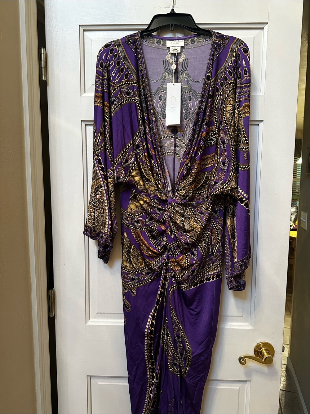 NWT CAMILLA Luxorland Lady Purple Long Split Front Midi Dress Size XXL